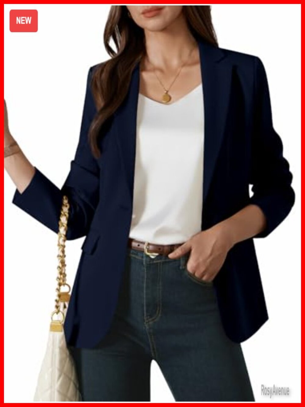 Womens Casual Blazer Long Sleeve One Button Work Office Suit Jacket